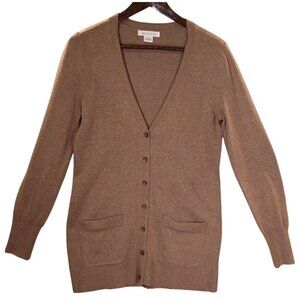 Liz Claiborne Womens S Tan Button-Up Cardigan Sweater With Front Pockets